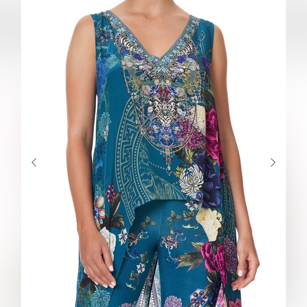 Camilla Silk Crystal Embellished High Low Boho Tunic Top XS NWT - Picture 5 of 10